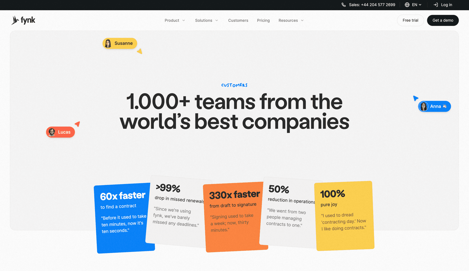 Customers hero section