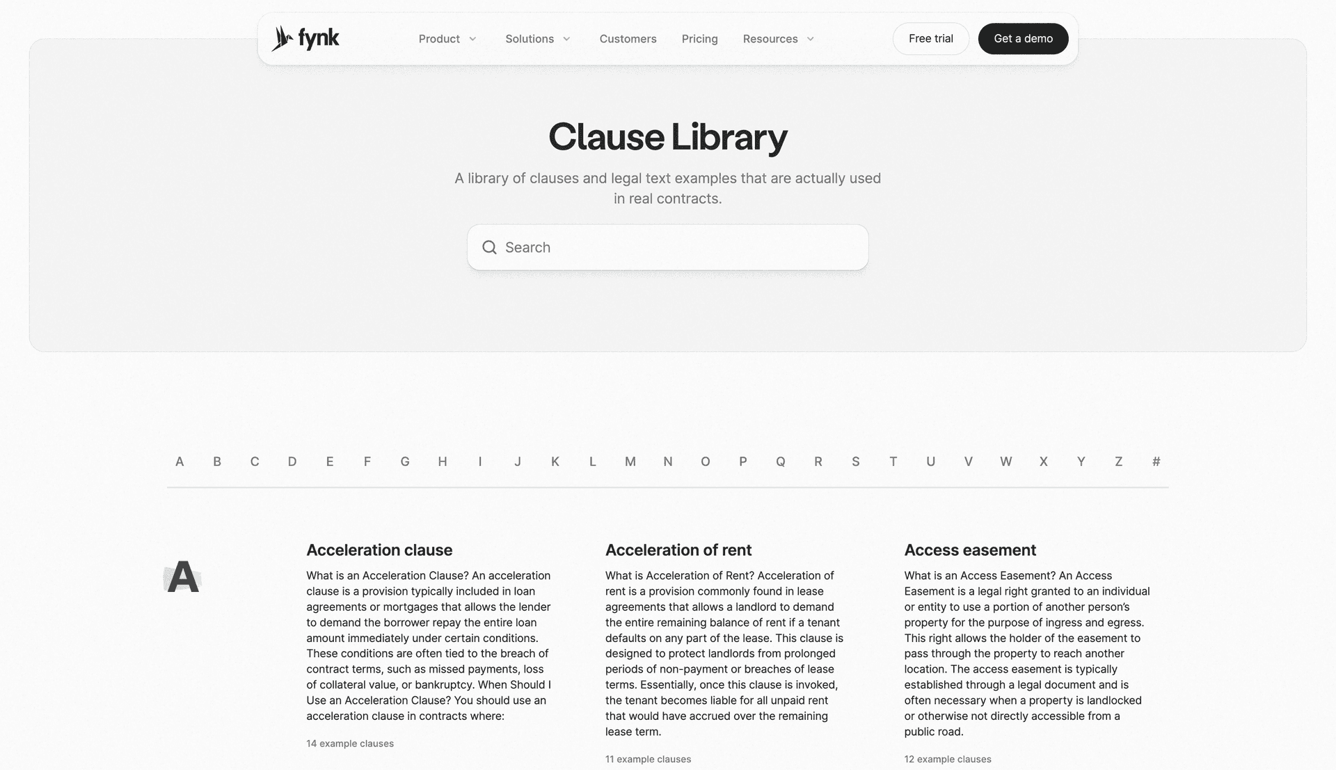 Clause library page