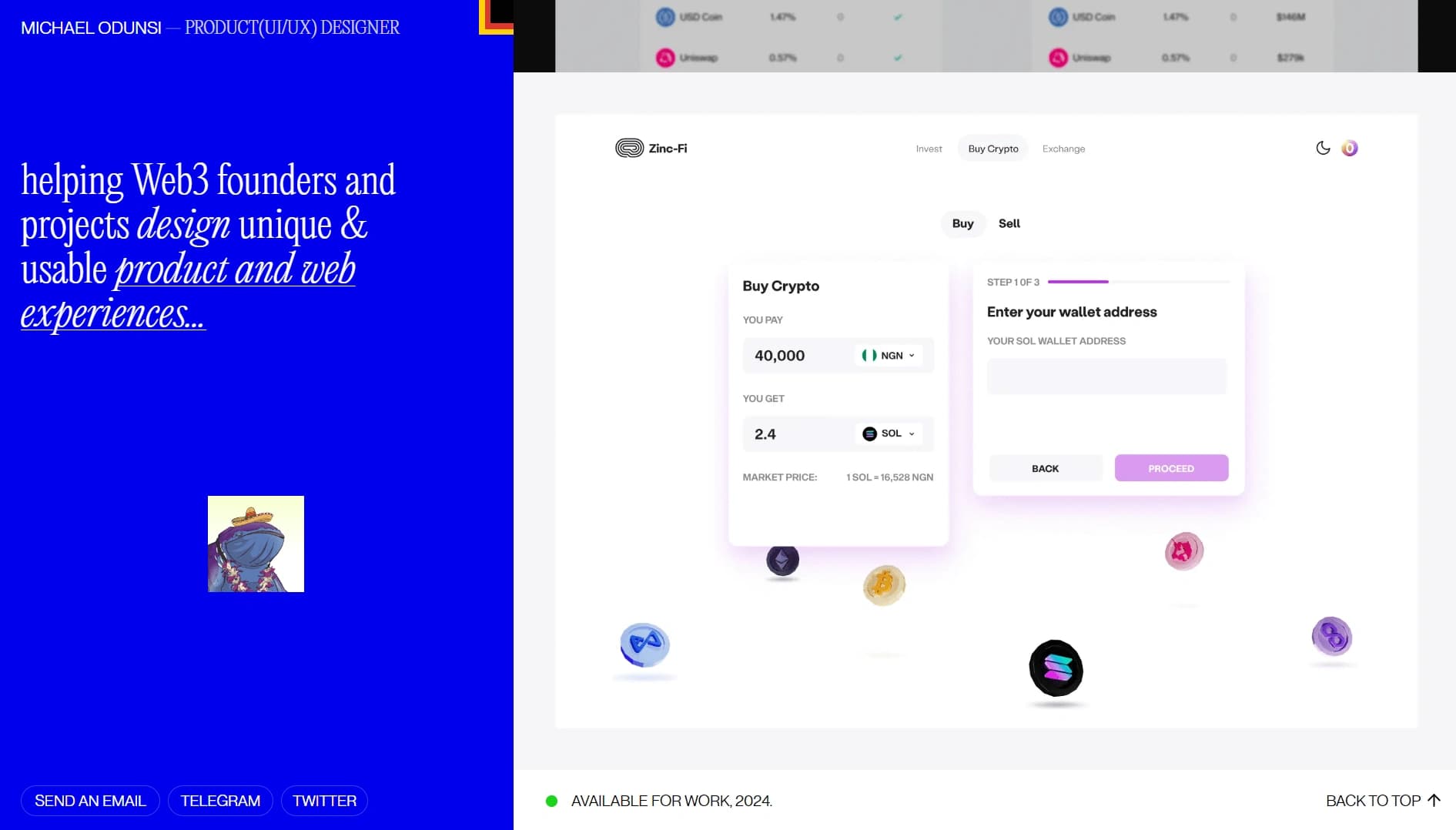 Odunsi's portfolio in blue theme