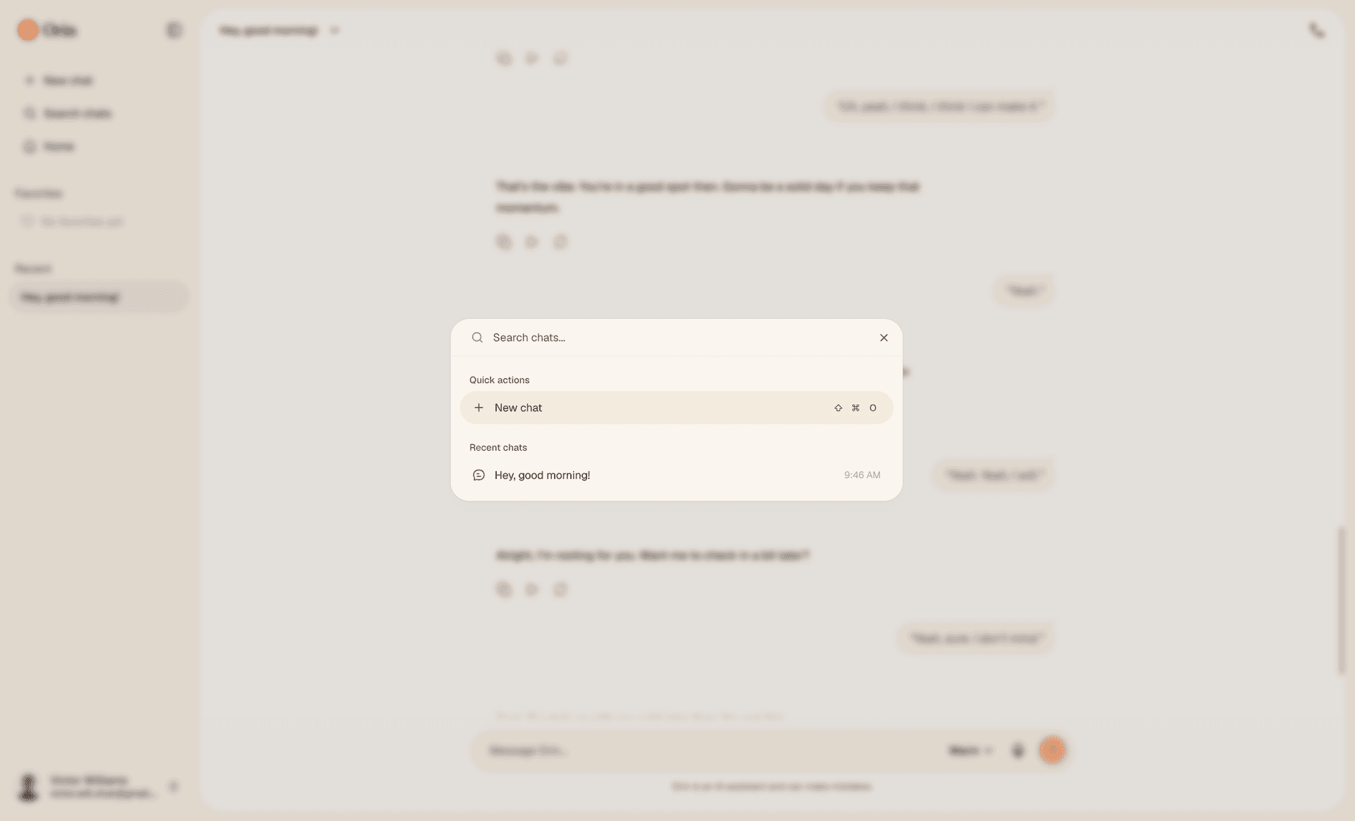 Search chats modal