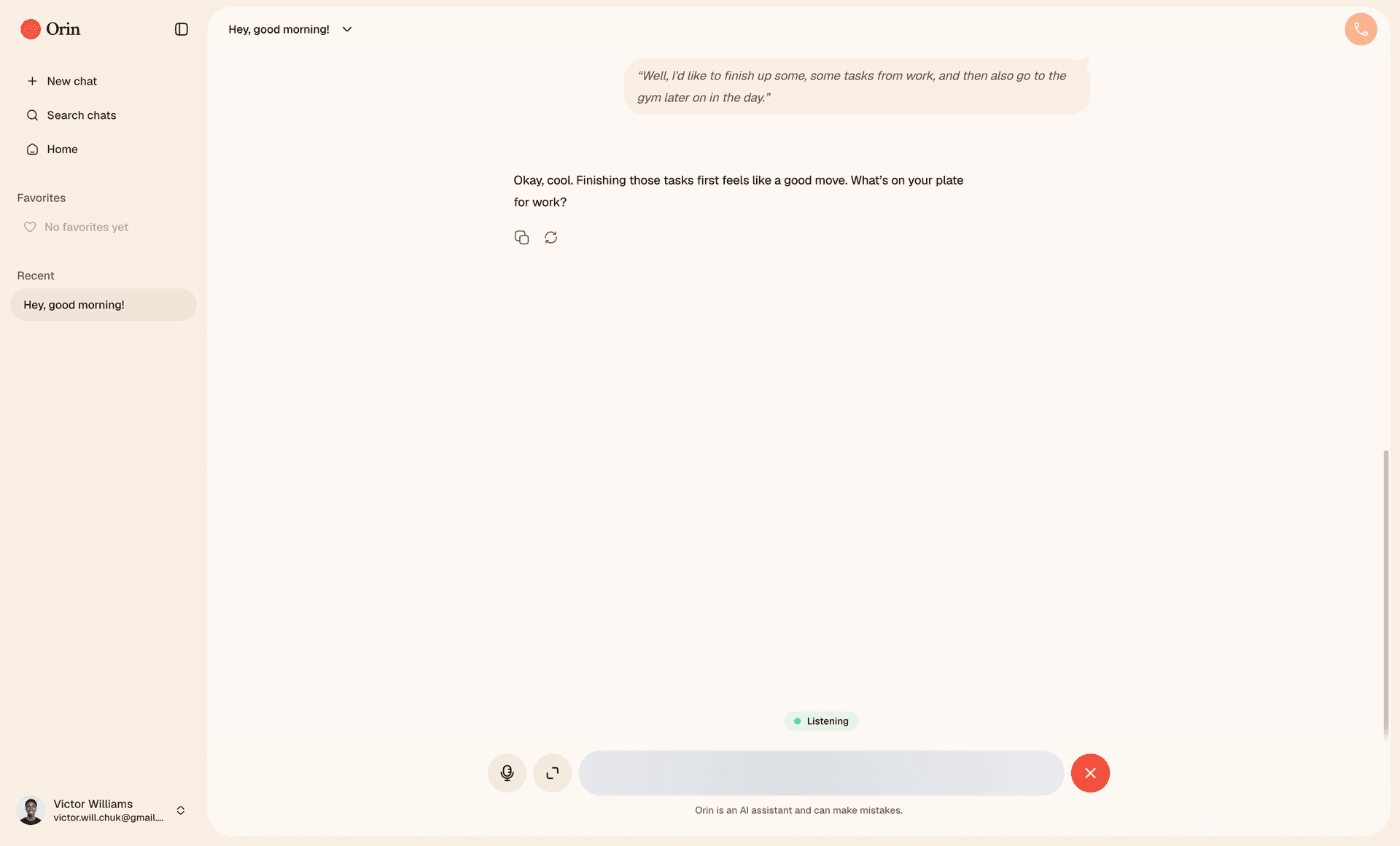 Voice call in inline mode