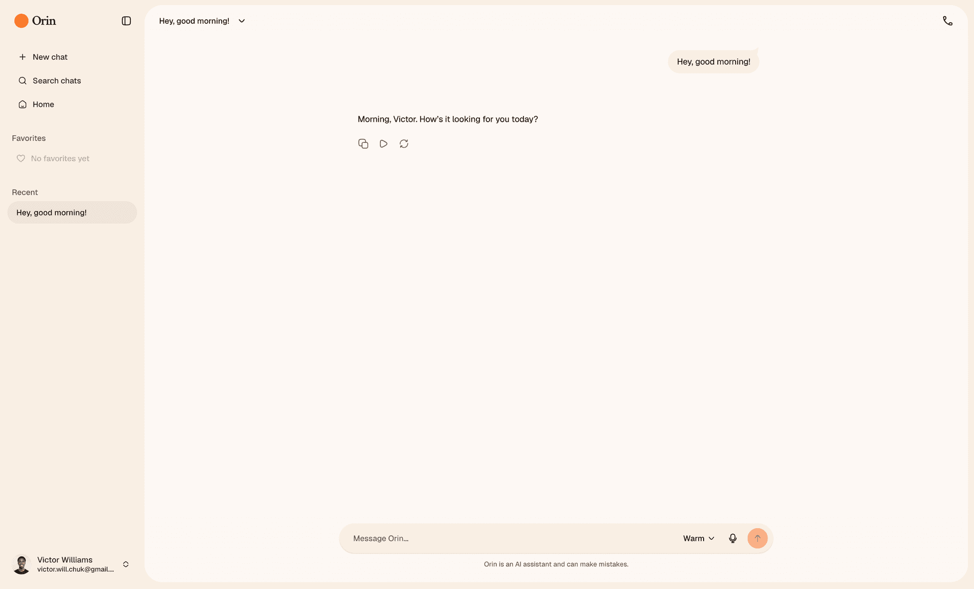 Warm personality in text chat