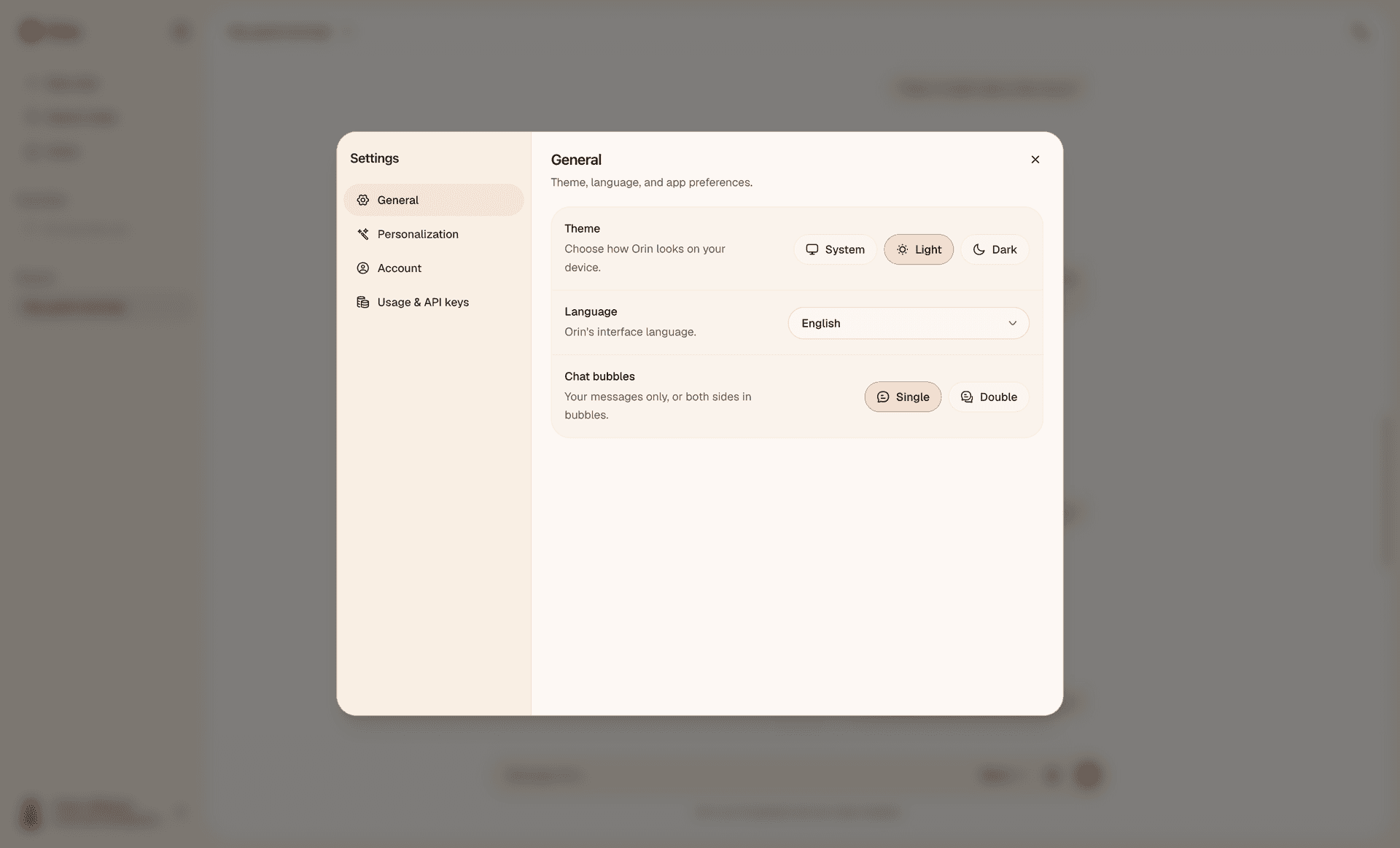 General settings