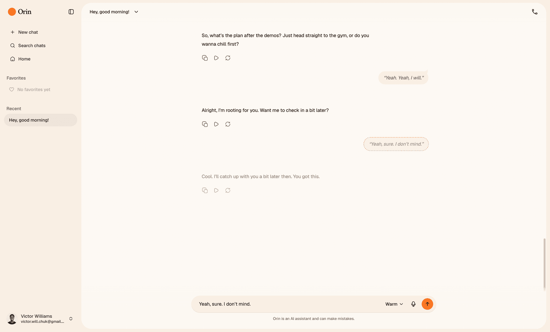 Editing a user message